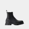 Alexander Mcqueen Black Leather Chelsea Wander Ankle Boots