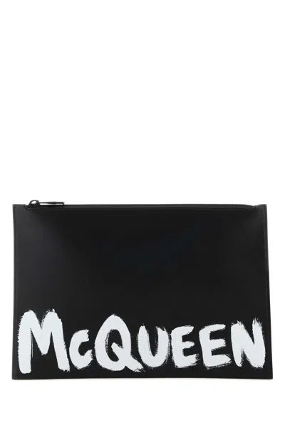 Alexander Mcqueen Black Leather Clutch