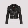Alexander Mcqueen Cropped Biker Leather Jacket In Black