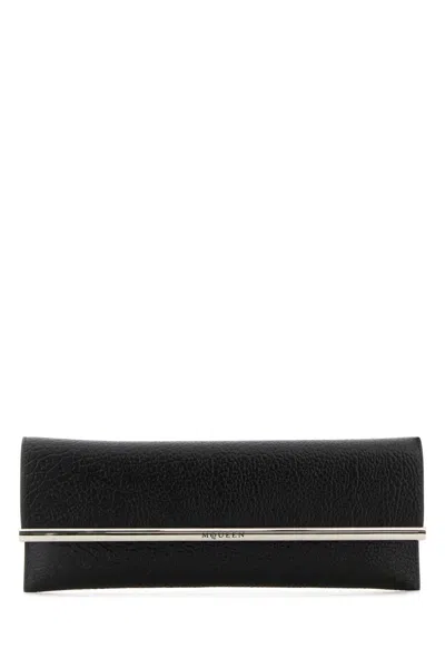 Alexander Mcqueen Black Leather Cross B-long Clutch