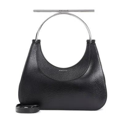 Alexander Mcqueen Black Leather Cross-bar Handbag
