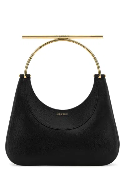 Alexander Mcqueen Black Leather Cross-bar Handbag