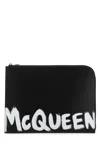 Alexander Mcqueen Men Black Leather Document Holder In Black