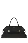 Alexander Mcqueen Black Leather Farringdon Maxi Handbag In Black
