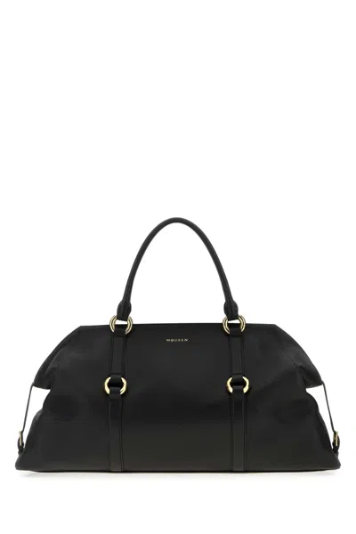 ALEXANDER MCQUEEN BLACK LEATHER FARRINGDON MAXI HANDBAG
