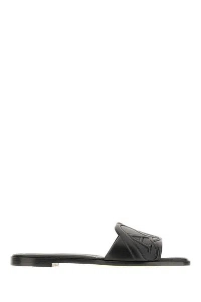 ALEXANDER MCQUEEN ALEXANDER MCQUEEN BLACK LEATHER FLATS