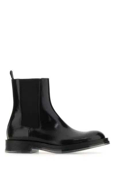 ALEXANDER MCQUEEN ALEXANDER MCQUEEN BLACK LEATHER FLOAT ANKLE BOOTS