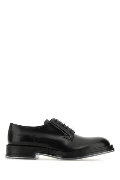 Alexander Mcqueen Black Leather Float Lace-up Shoes In Blacktransparent