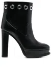 ALEXANDER MCQUEEN BLACK LEATHER HEEL ANKLE BOOTS