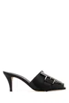 Alexander Mcqueen Leather Mules With Kitten Heel And Metal Embellishment In Black