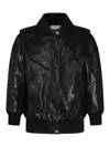 Alexander Mcqueen Leather Oversized Jacket In Black
