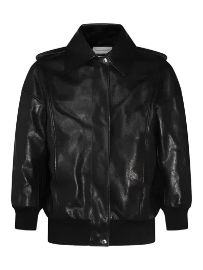 ALEXANDER MCQUEEN BLACK LEATHER JACKET