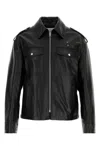 Alexander Mcqueen Leather Jacket With Chest Pockets And Epaulettes In Black