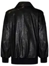 Alexander Mcqueen Leather Oversized Jacket In Black