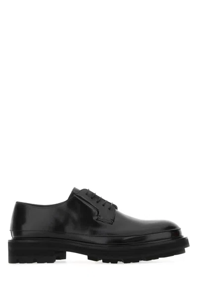 Alexander Mcqueen Black Leather Lace-up Shoes