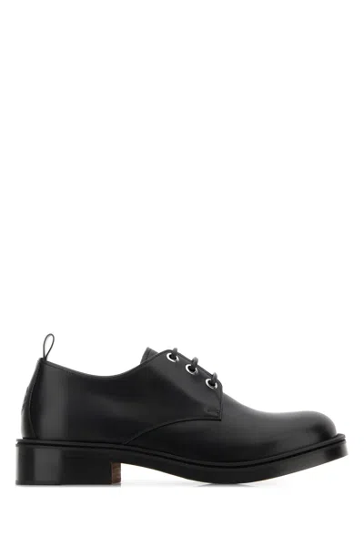 Alexander Mcqueen Black Leather Lace-up Shoes In Nero