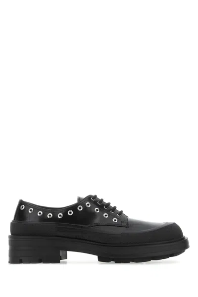 Alexander Mcqueen Black Leather Lace-up Shoes