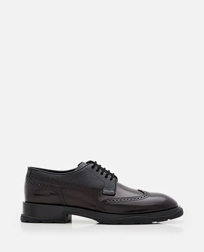 ALEXANDER MCQUEEN BLACK LEATHER LACE UP SHOES