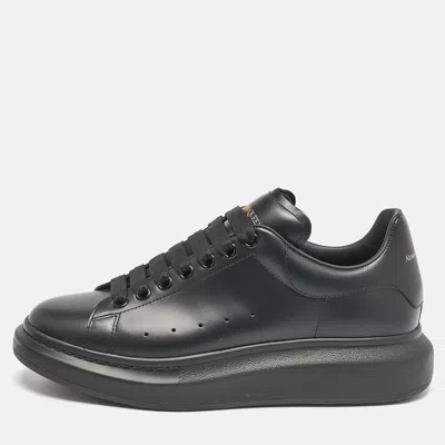 Pre-owned Alexander Mcqueen Black Leather Larry Low Top Sneakers Size 43