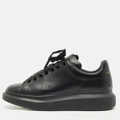 Pre-owned Alexander Mcqueen Black Leather Larry Sneakers Size 40.5
