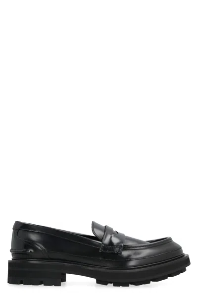 Alexander Mcqueen Black Leather Loafers