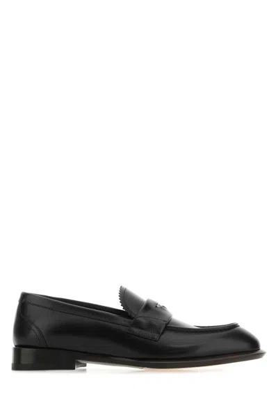 Alexander Mcqueen Black Leather Loafers