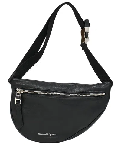 Alexander Mcqueen Black Leather Logo Belt Bag (authentic Pre-loved)