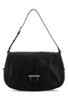Alexander Mcqueen Black Leather Maxi Satchel Shoulder Bag In Blacksilver