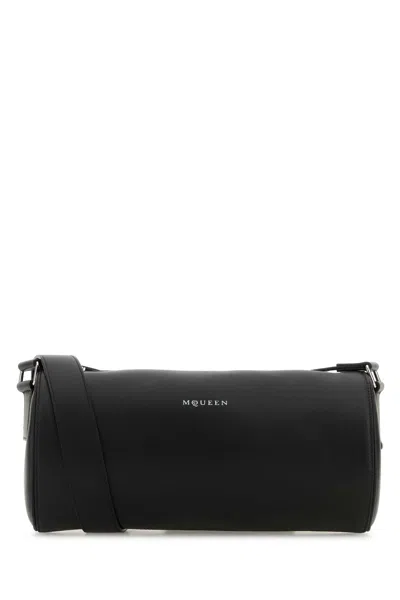 Alexander Mcqueen Black Leather Mcqueen Roller Crossbody Bag In Pink