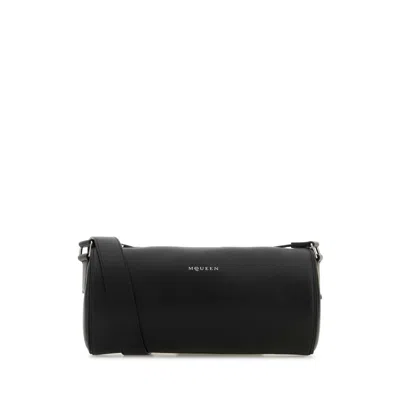Alexander Mcqueen Black Leather Mcqueen Roller Crossbody Bag In Pink