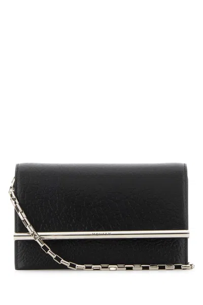 Alexander Mcqueen Black Leather Mini Cross Bar Clutch