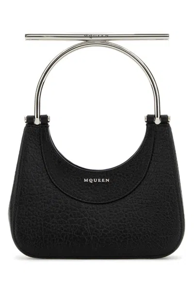ALEXANDER MCQUEEN WOMEN BLACK LEATHER MINI CROSS-BAR HANDBAG, ONESIZE LUXURY SHOULDER BAGS FOR WOMEN DARVEYS