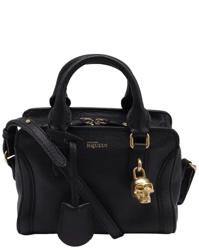 Alexander Mcqueen Black Leather Mini Skull Padlock Tote (authentic Pre-loved)