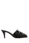 Alexander Mcqueen Leather Mules With Kitten Heel And Metal Embellishment