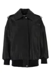 Alexander Mcqueen Black Leather Oversize Jacket In Black