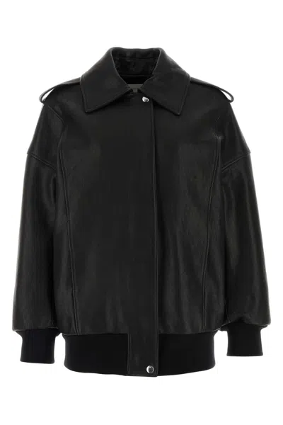 Alexander Mcqueen Leather Oversized Jacket In Black