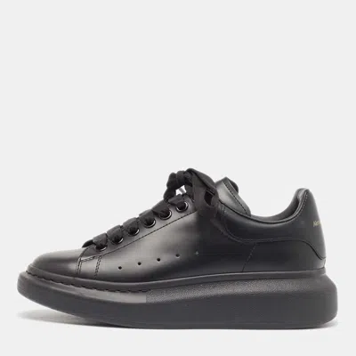 Pre-owned Alexander Mcqueen Black Leather Oversized Court Sneakers Size 39