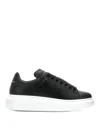 Alexander Mcqueen Black Leather Oversized Low-top Sneakers In Negro