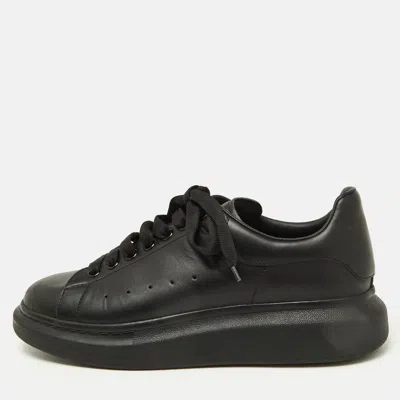 Pre-owned Alexander Mcqueen Black Leather Oversized Low Top Sneakers Size 44.5