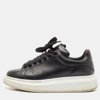 Pre-owned Alexander Mcqueen Black Leather Oversized Sneakers Size 37