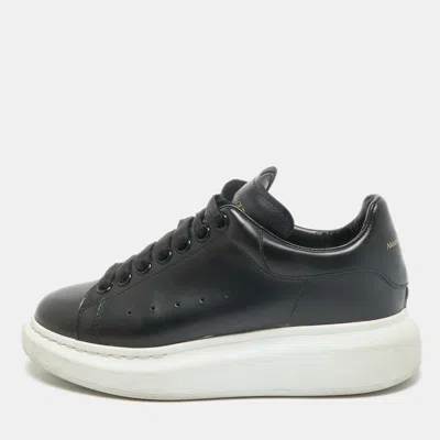 Pre-owned Alexander Mcqueen Black Leather Oversized Sneakers Size 37.5
