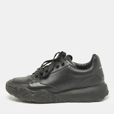 Pre-owned Alexander Mcqueen Black Leather Oversized Trainer Sneakers Size 39.5