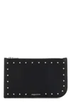 Alexander Mcqueen Textured Leather Wallet With Metallic Studs