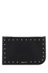 Alexander Mcqueen Textured Leather Wallet With Metallic Studs In Black