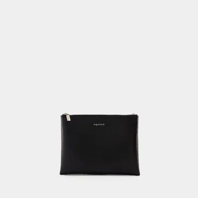 Alexander Mcqueen Black Leather Pouches