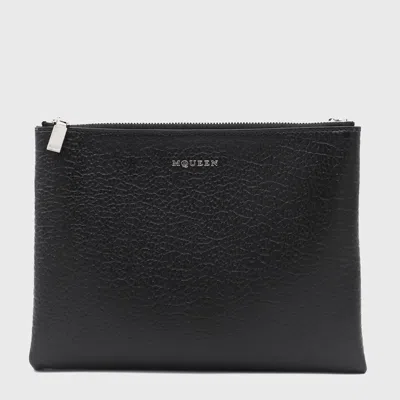 Alexander Mcqueen Black Leather Pouches