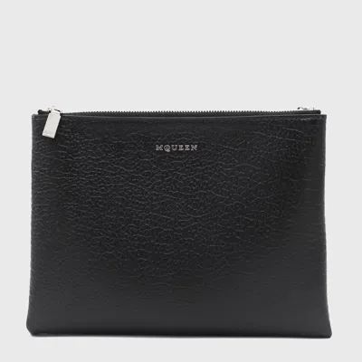 Alexander Mcqueen Black Leather Pouches