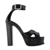 Alexander Mcqueen Silver Hardware Ankle Strap Open Toe Pumps In Black
