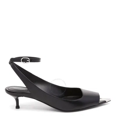 ALEXANDER MCQUEEN ALEXANDER MCQUEEN BLACK LEATHER PUNK ANKLE STRAP SANDALS