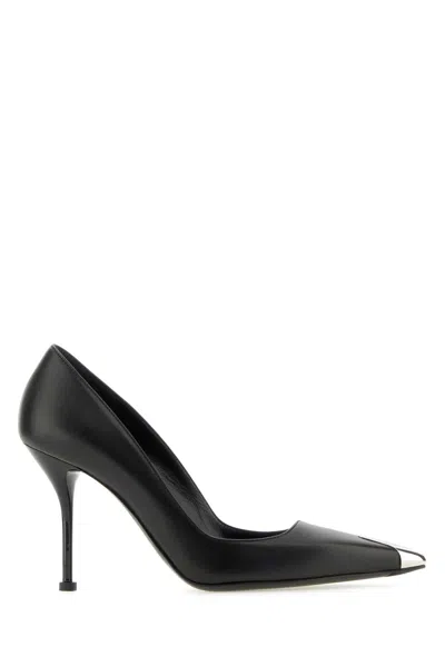 Alexander Mcqueen Punk Cap-toe Kitten Pumps In Silver